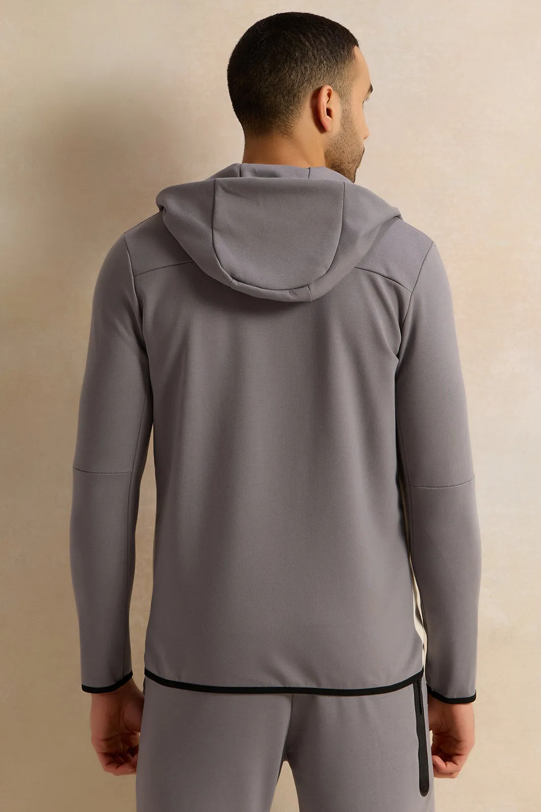 Men Grey Hooded Active Sweatshirt sold by Redtag product image thumbnail 3