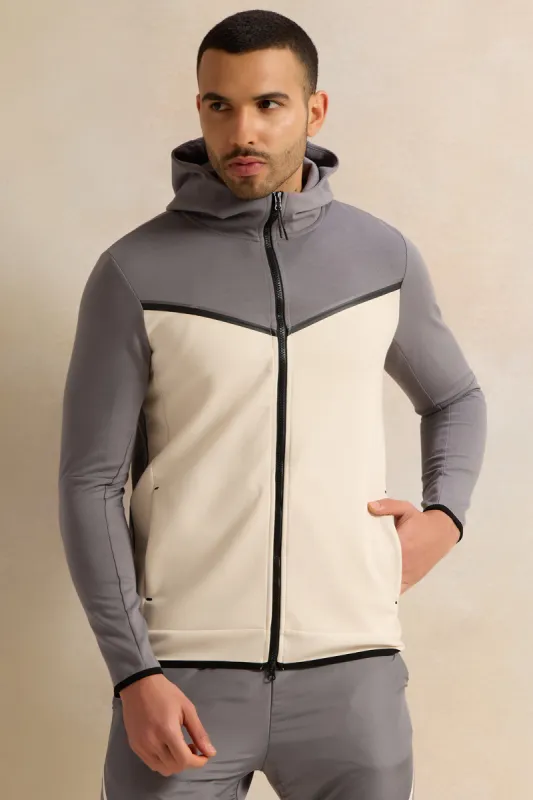 Men Grey Hooded Active Sweatshirt sold by Redtag