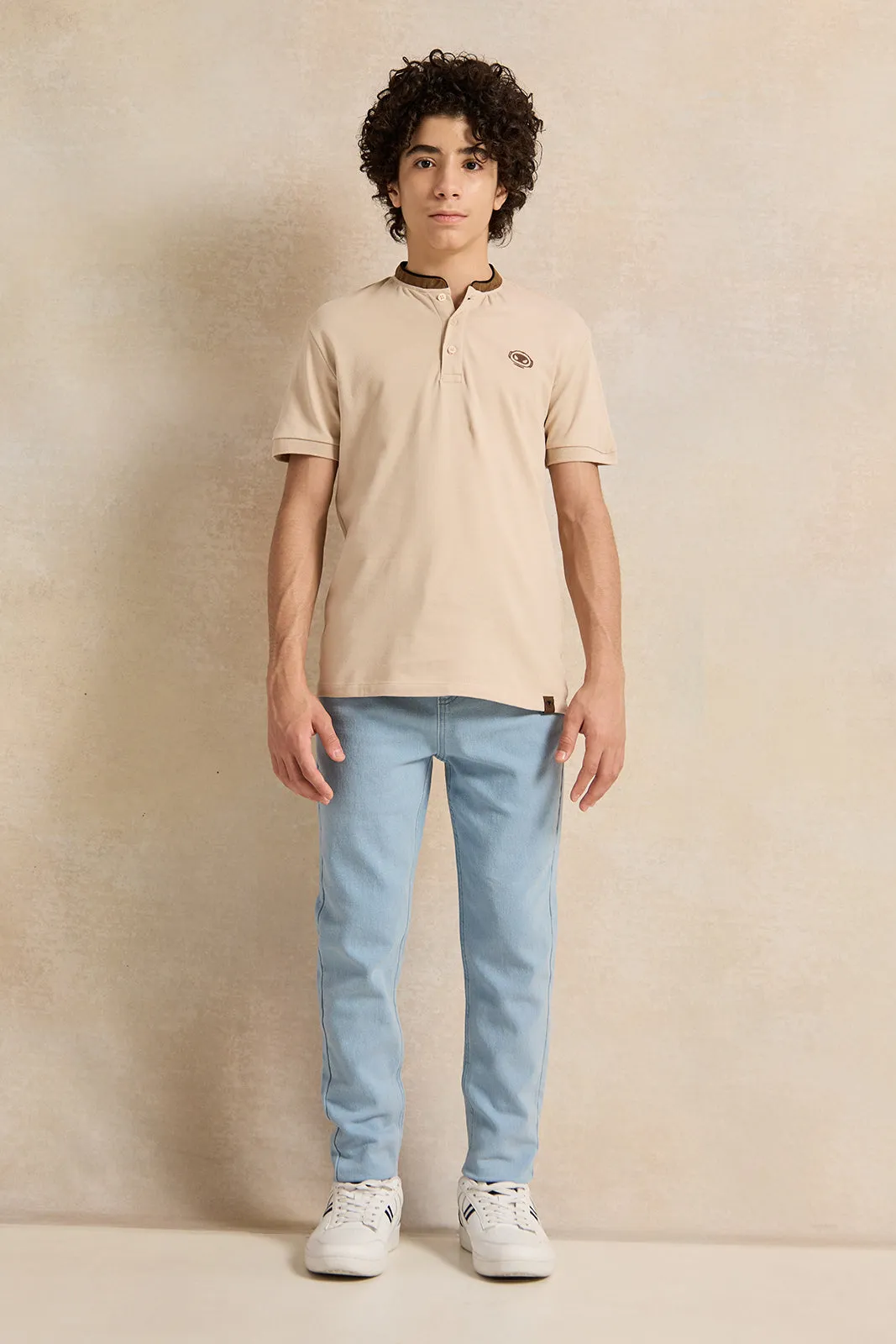 Senior Boys Beige Embroidered Polo Shirt sold by Redtag product image thumbnail 2