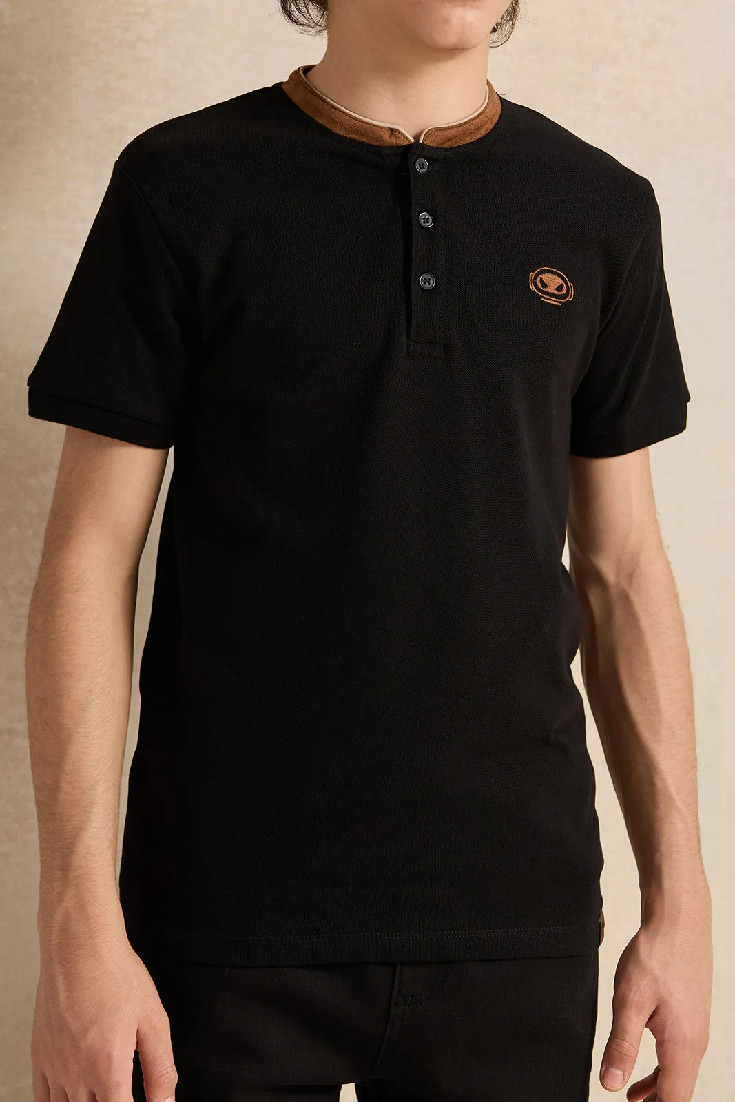 Senior Boys Black Embroidered Polo Shirt sold by Redtag product image thumbnail 4