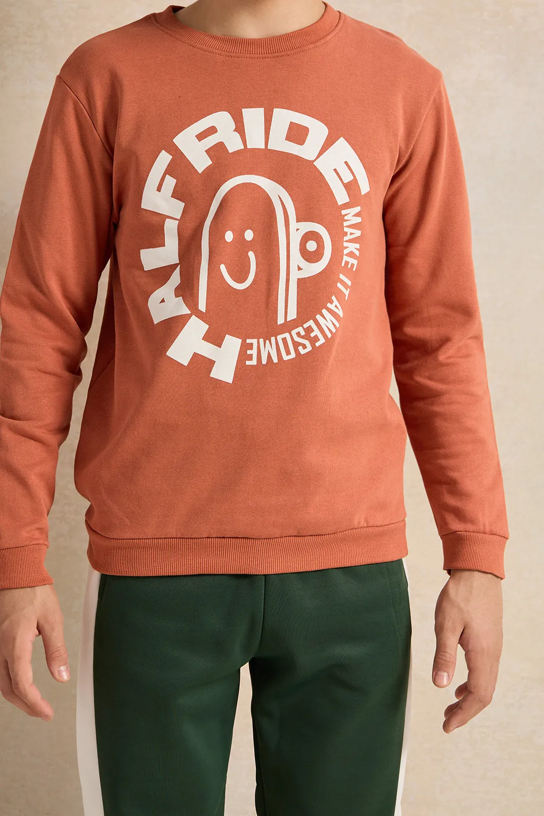 Senior Boys Orange Printed Sweatshirt sold by Redtag product image thumbnail 4