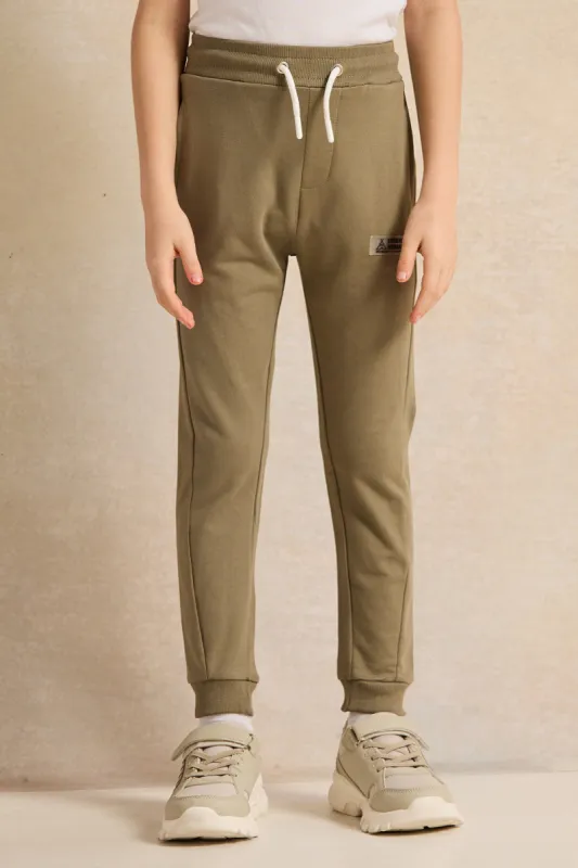 Boys Olive Printed Active Pants sold by Redtag