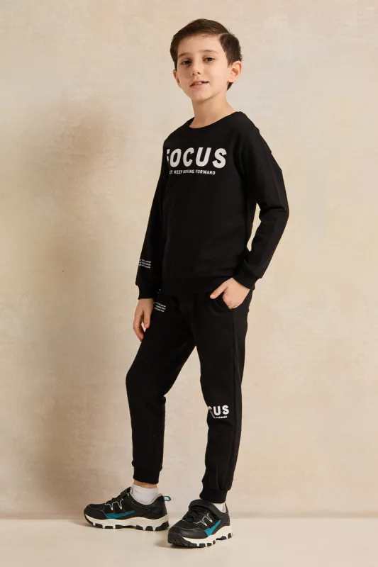 Boys Black Printed Basic Jog Set (2 Piece) sold by Redtag