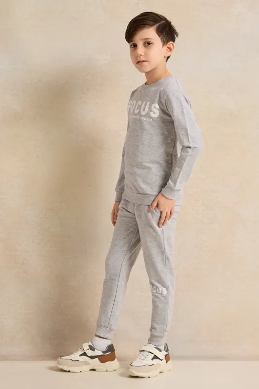 Boys Grey Printed Basic Jog Set (2 Piece) sold by Redtag