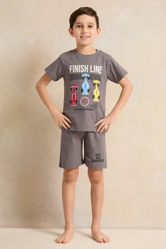 Boys Grey Printed Pyjama Set (2 Piece) sold by Redtag