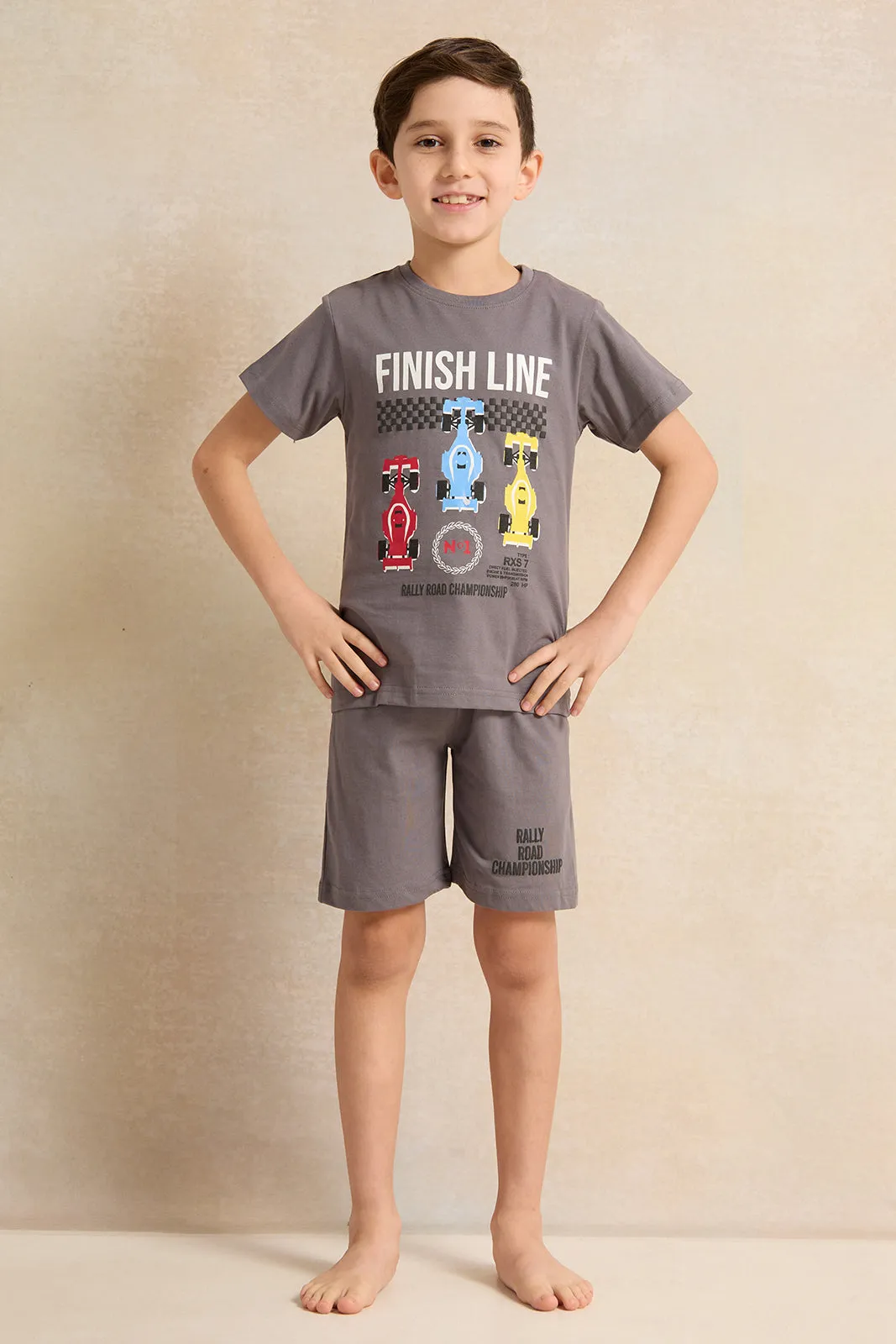Boys Grey Printed Pyjama Set (2 Piece) sold by Redtag