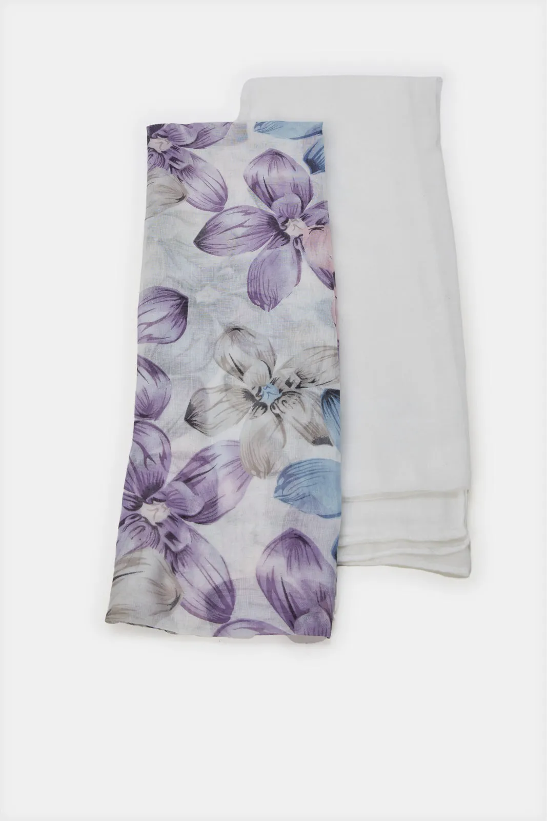 Women Grey Solid And Printed Scarf Set (Pack of 2) sold by Redtag