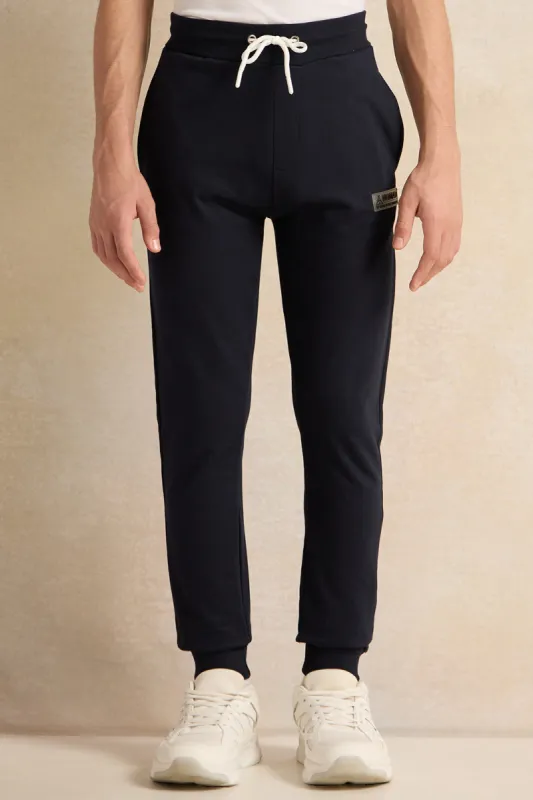 Senior Boys Navy Plain Basic Track Pants sold by Redtag