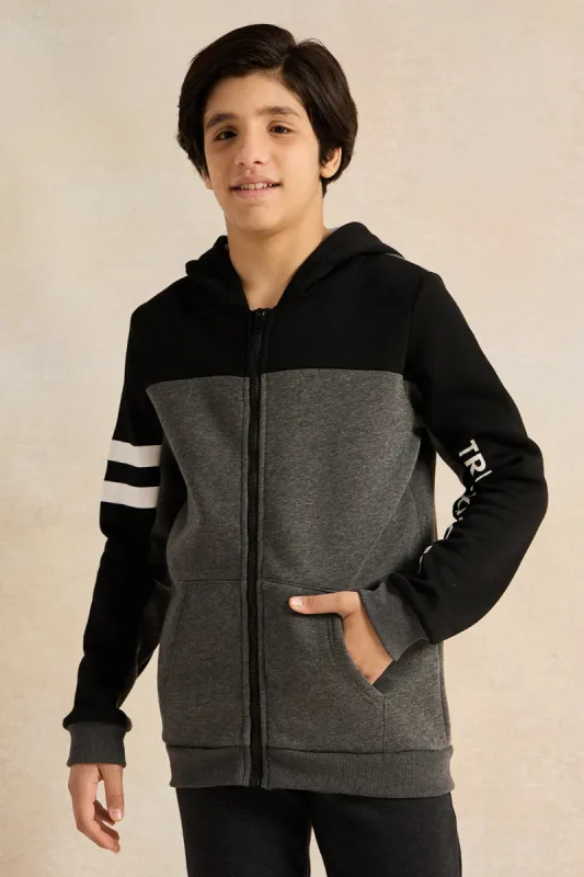 Senior Boys Charcoal Hooded Sweatshirt sold by Redtag