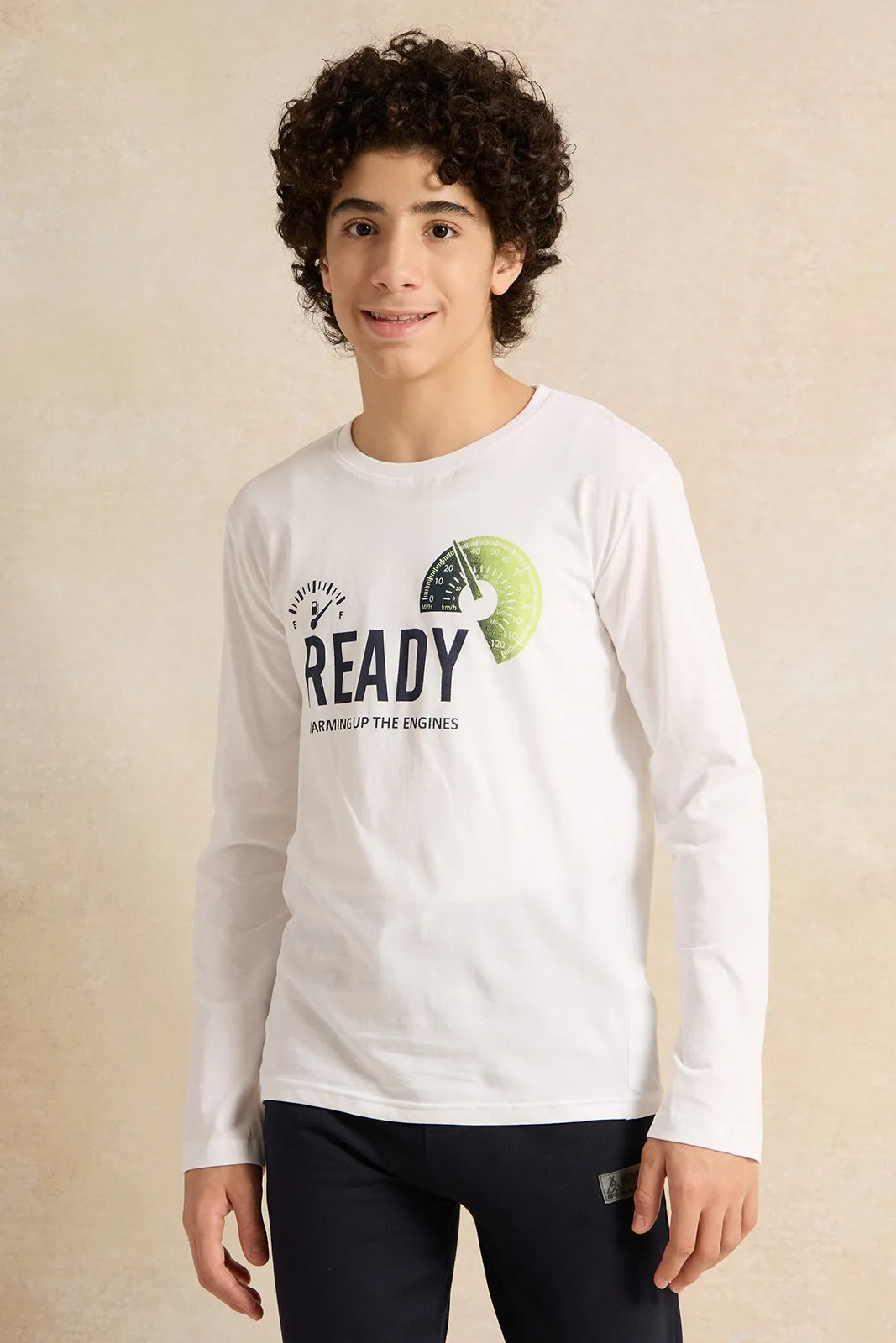 Senior Boys White Printed T-shirt sold by Redtag