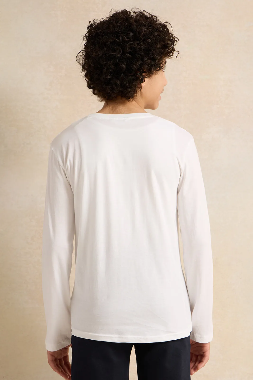 Senior Boys White Printed T-shirt sold by Redtag product image thumbnail 3