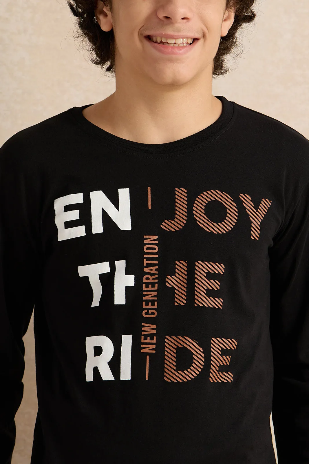 Senior Boys Black Printed T-shirt sold by Redtag product image thumbnail 4