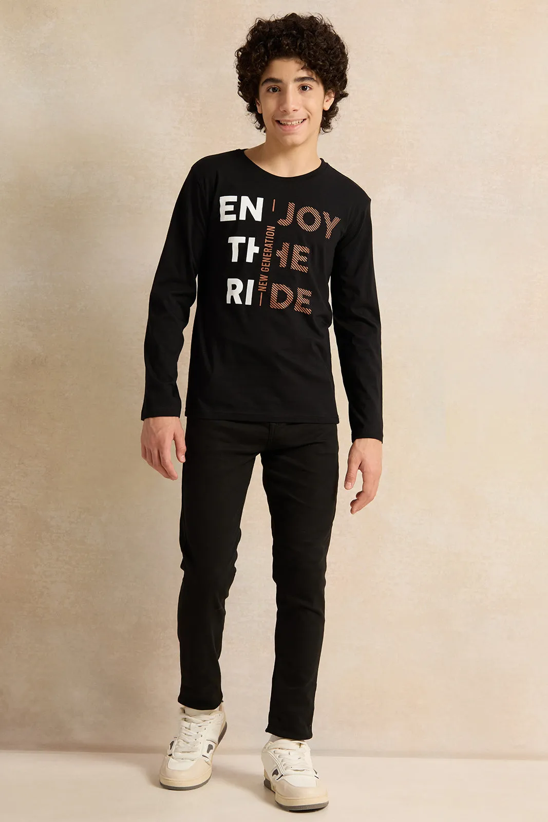 Senior Boys Black Printed T-shirt sold by Redtag product image thumbnail 2