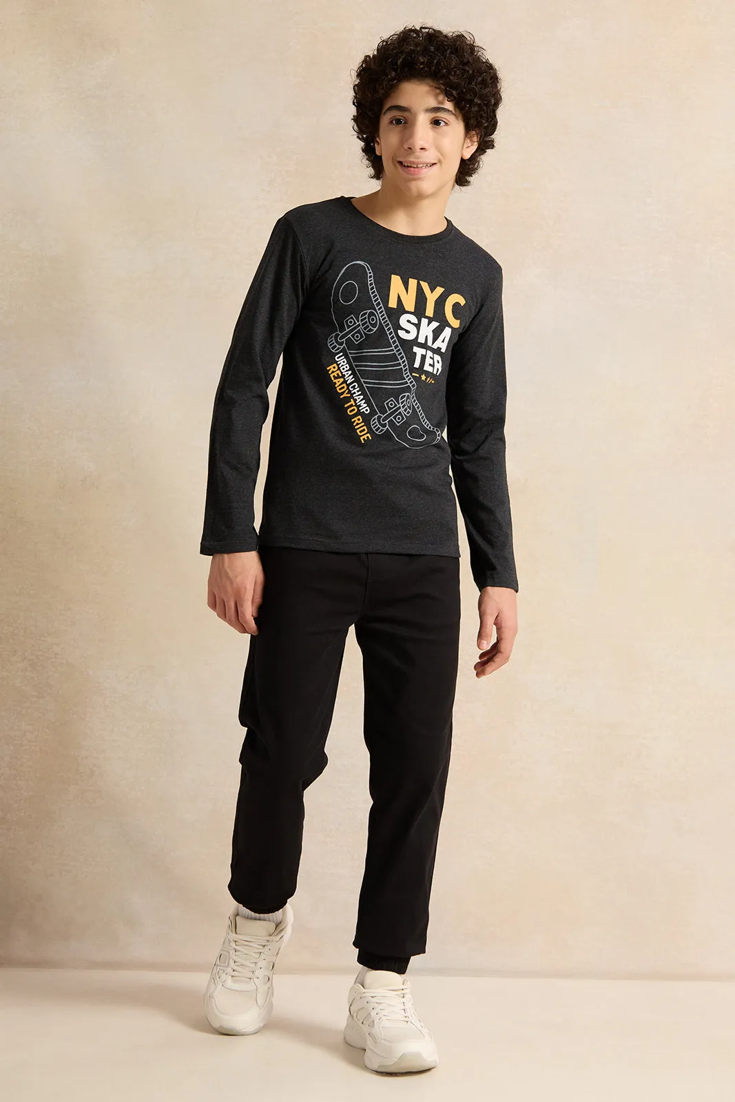 Senior Boys Black Printed T-shirt sold by Redtag product image thumbnail 2