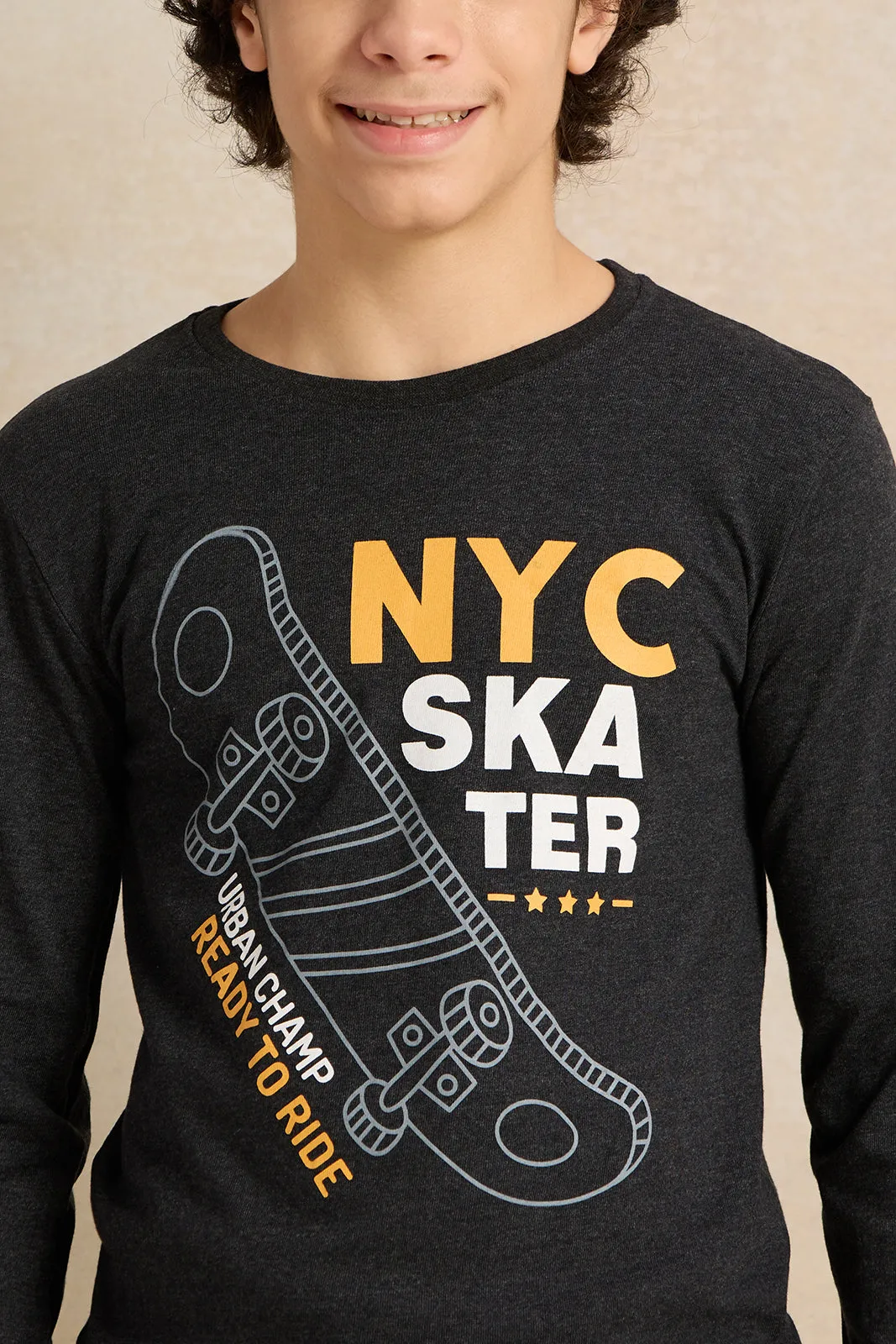 Senior Boys Black Printed T-shirt sold by Redtag product image thumbnail 4