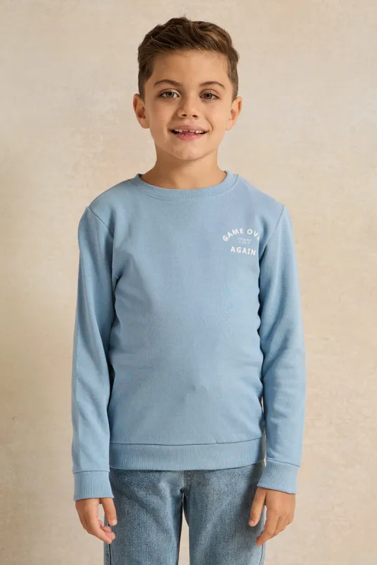 Boys Blue Printed Sweatshirt sold by Redtag