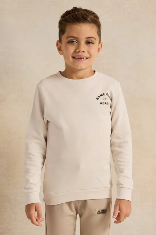 Boys Ecru Printed Sweatshirt sold by Redtag