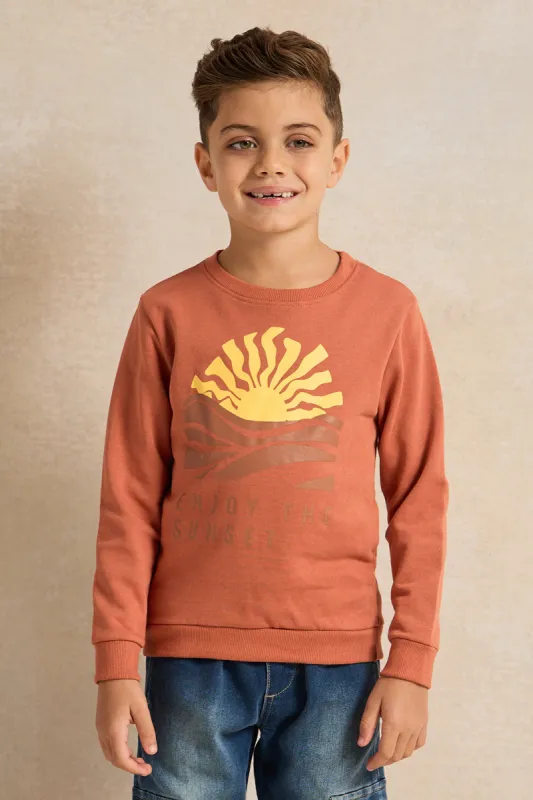 Boys Orange Printed Sweatshirt sold by Redtag