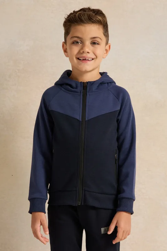 Boys Navy Hooded Sweatshirt sold by Redtag