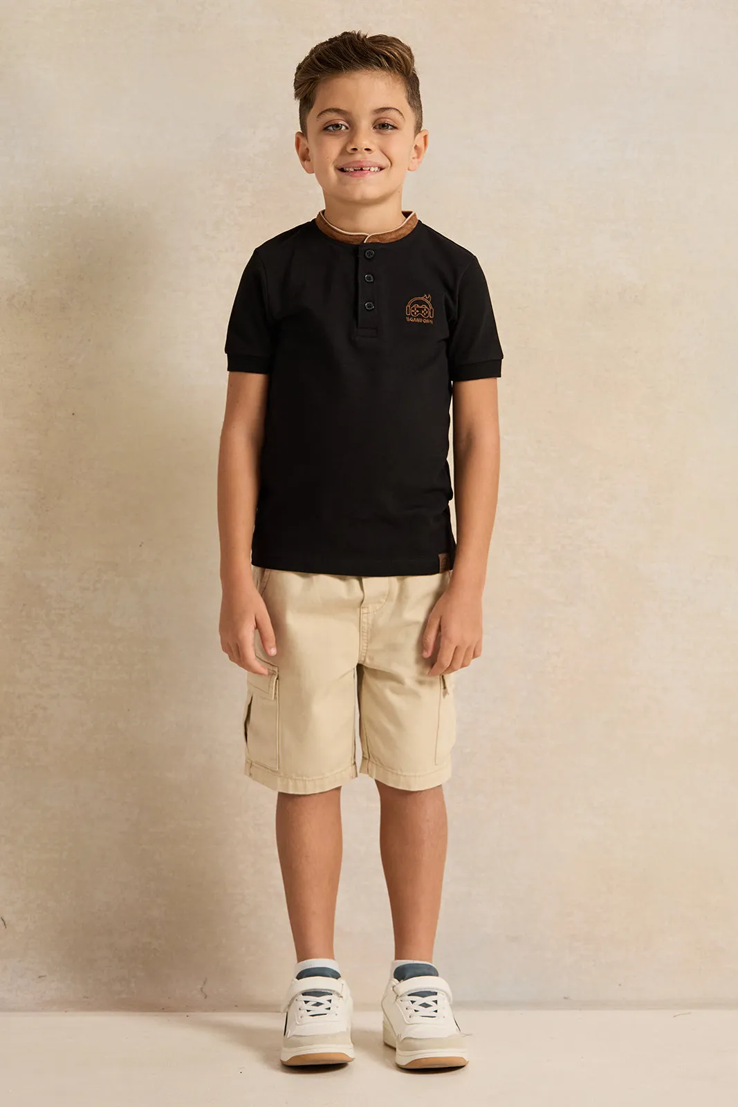 Boys Black Short Sleeve Polo T-Shirt sold by Redtag product image thumbnail 2