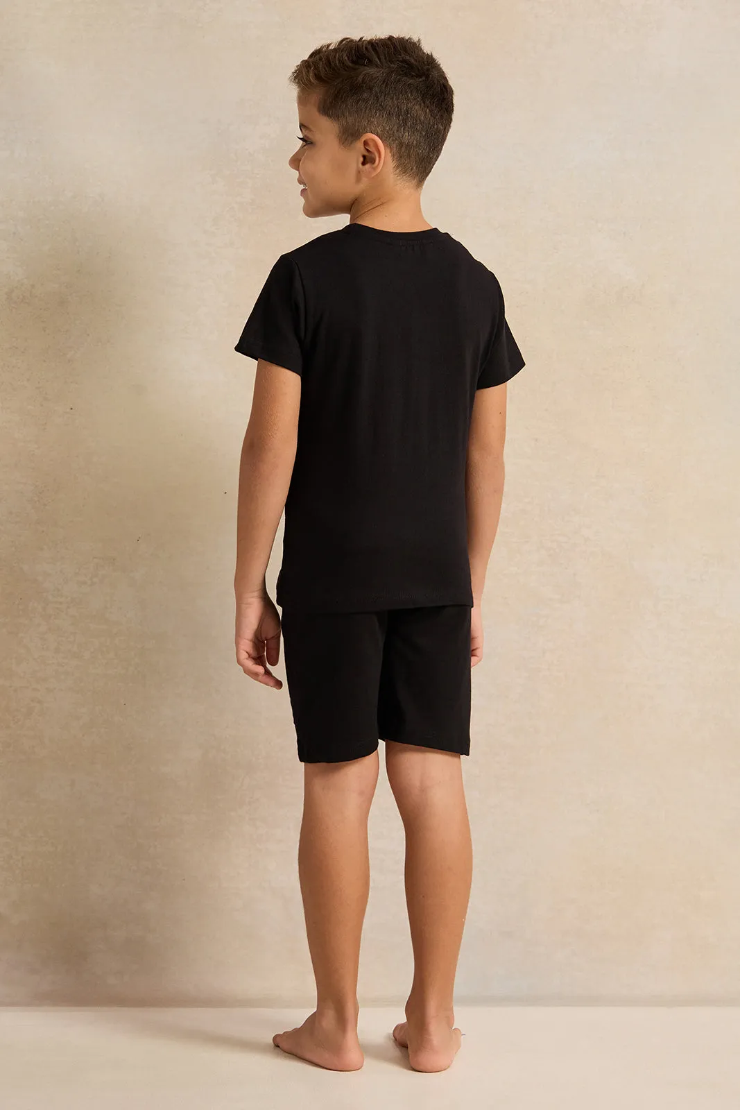 Boys Black Printed Night Wear Set (2 Piece) sold by Redtag product image thumbnail 4