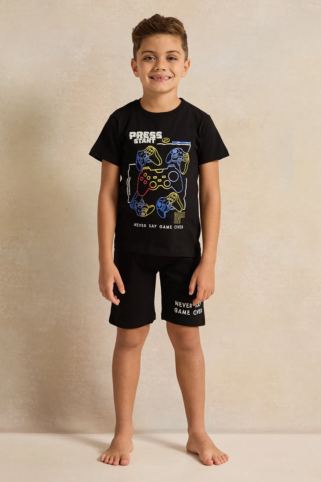 Boys Black Printed Night Wear Set (2 Piece) sold by Redtag
