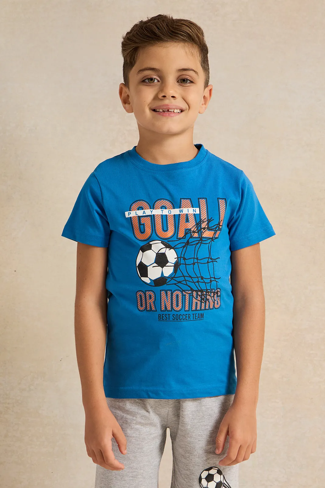 Boys Blue And Grey Printed Night Wear Set (2 Piece) sold by Redtag product image thumbnail 2