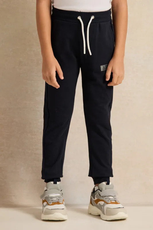 Boys Black Printed Track Pants sold by Redtag
