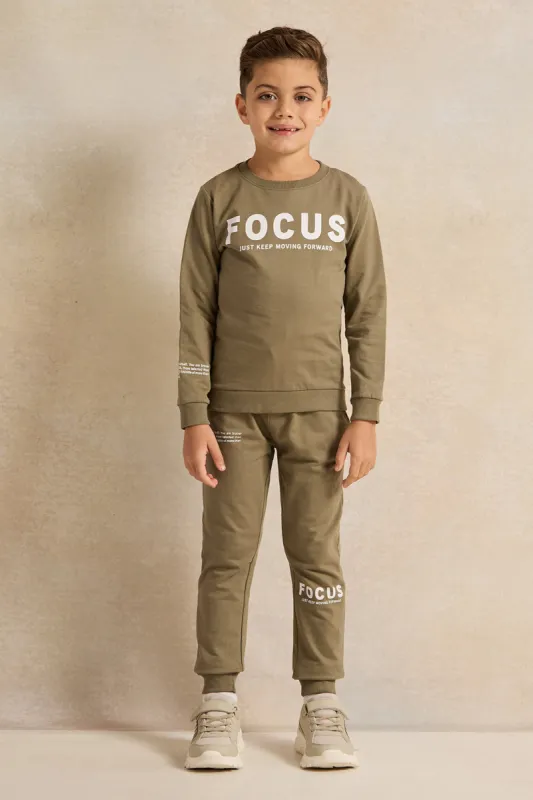Boys Olive Printed Jogger Set (2 Piece) sold by Redtag