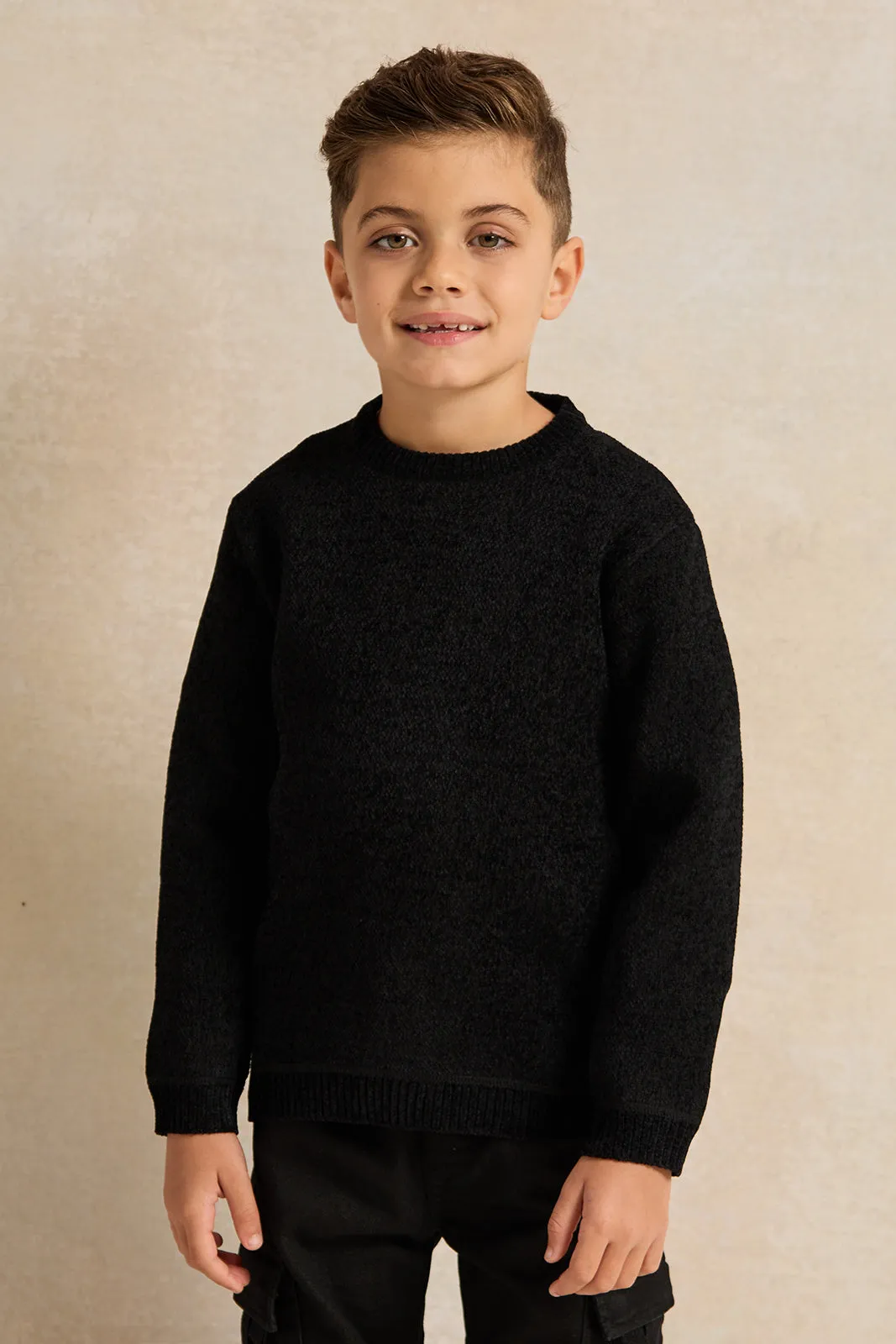 Boys Black Plain Pullover sold by Redtag