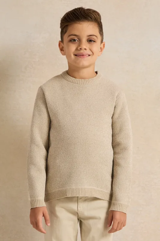 Boys Beige Plain Pullover sold by Redtag