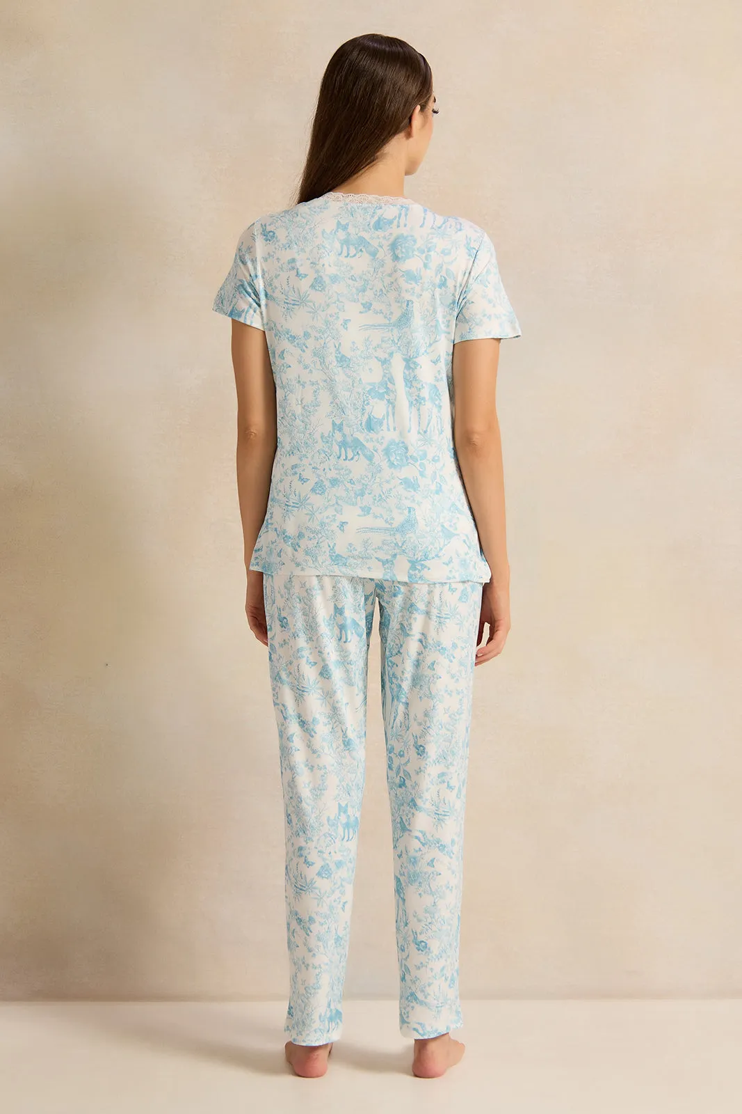 Women White Printed Pajama Set (2 Piece) sold by Redtag product image thumbnail 4