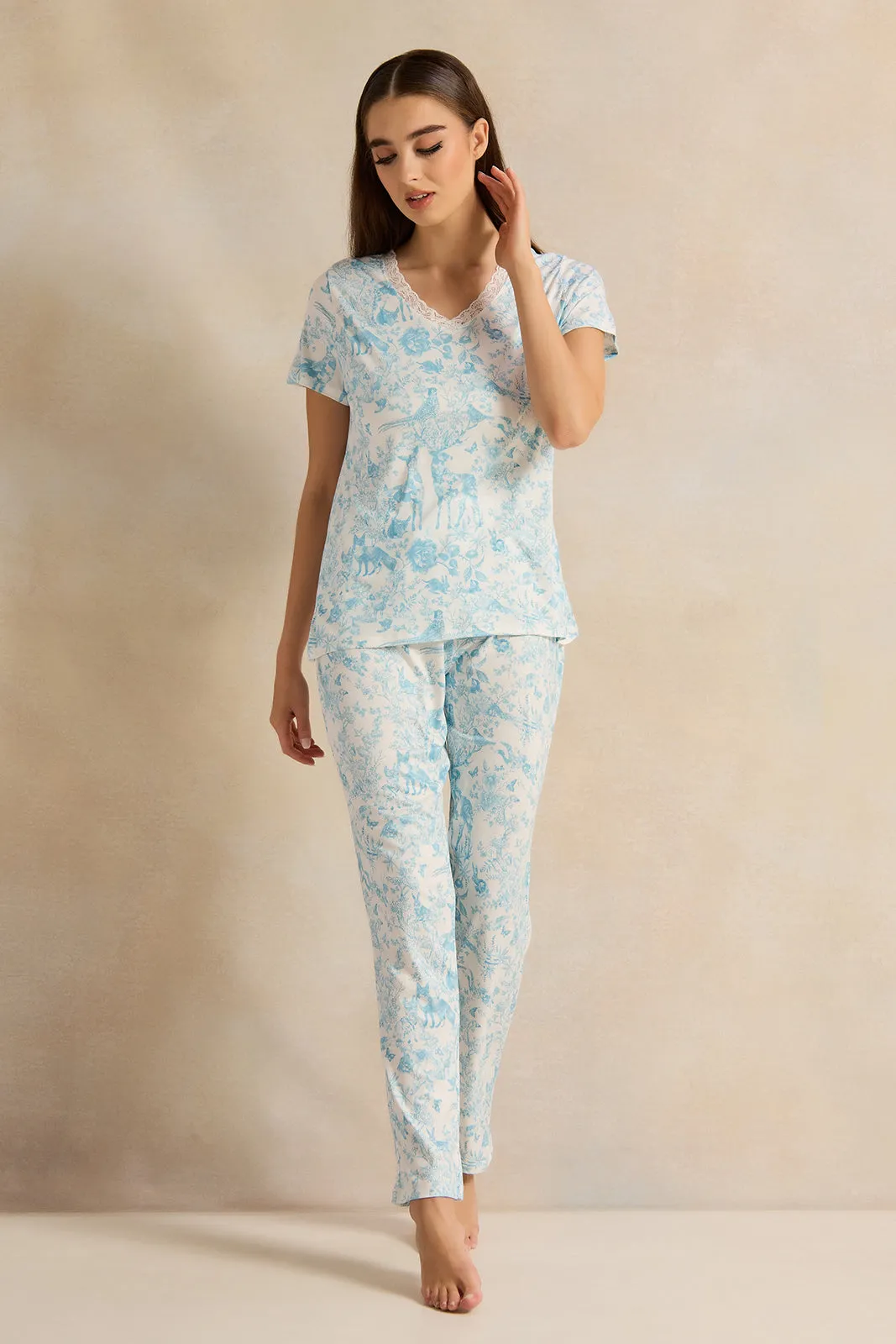 Women White Printed Pajama Set (2 Piece) sold by Redtag