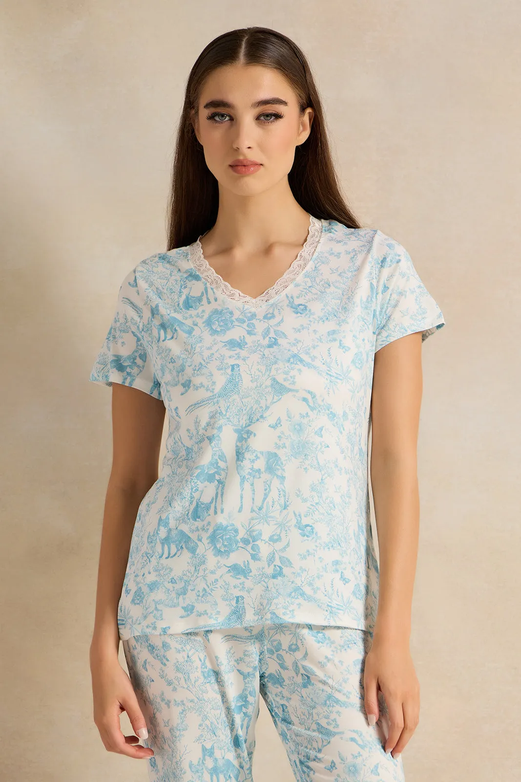 Women White Printed Pajama Set (2 Piece) sold by Redtag product image thumbnail 2