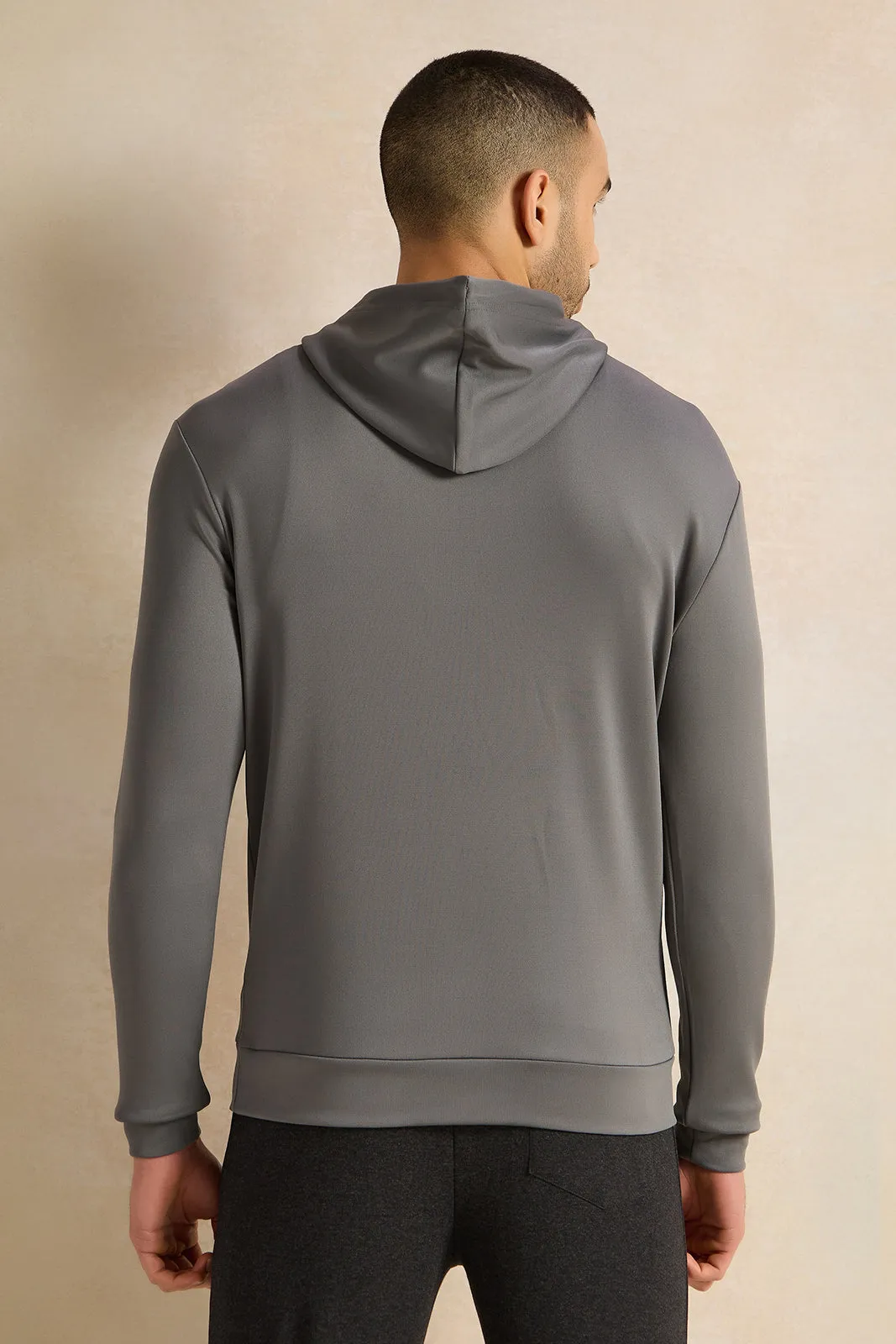 Men Charcoal Hooded Sweatshirt sold by Redtag product image thumbnail 3