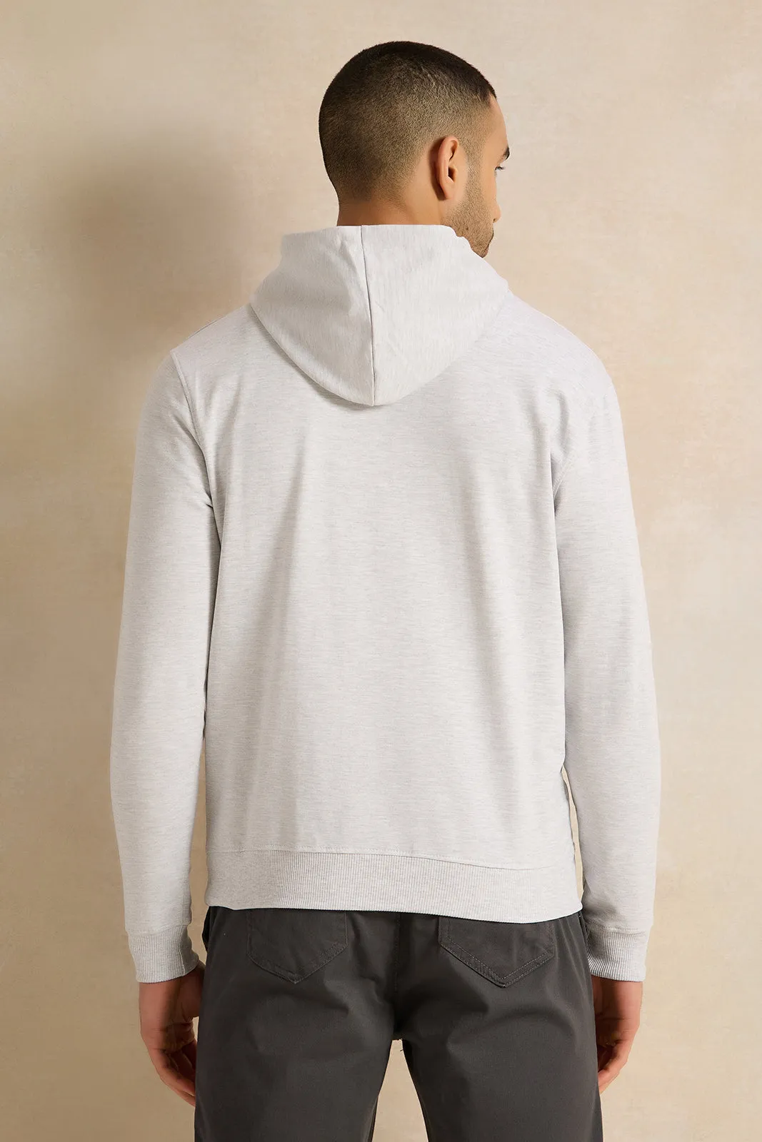 Men Grey Printed Hooded Sweatshirt sold by Redtag product image thumbnail 3