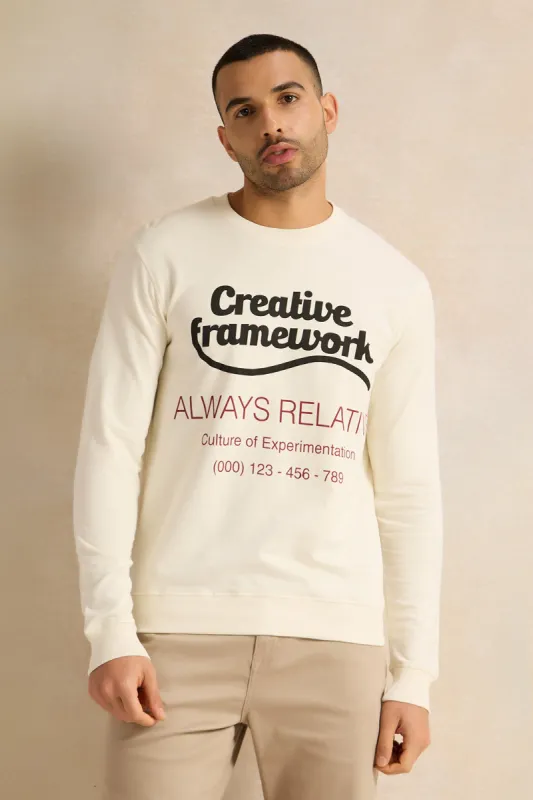 Men Ivory Printed Sweatshirt sold by Redtag