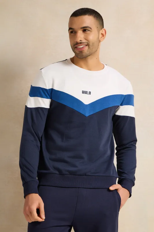 Men Navy Printed Active Sweatshirt sold by Redtag