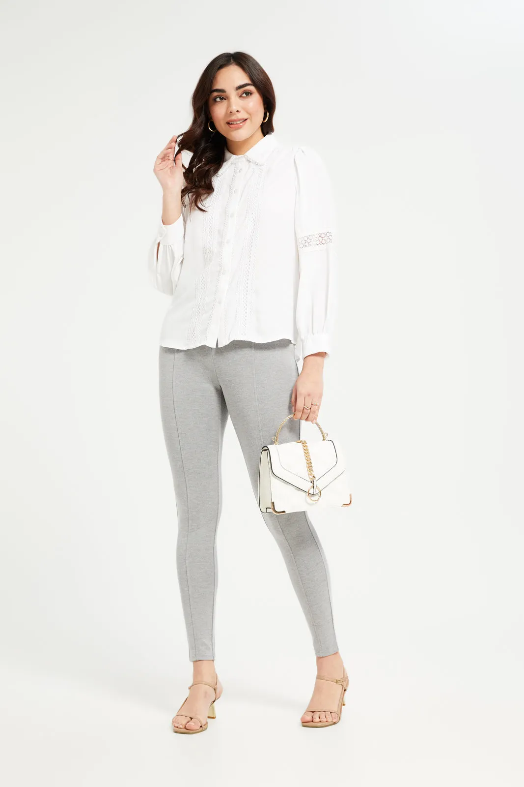 Women Grey Legging With Button sold by Redtag product image thumbnail 2