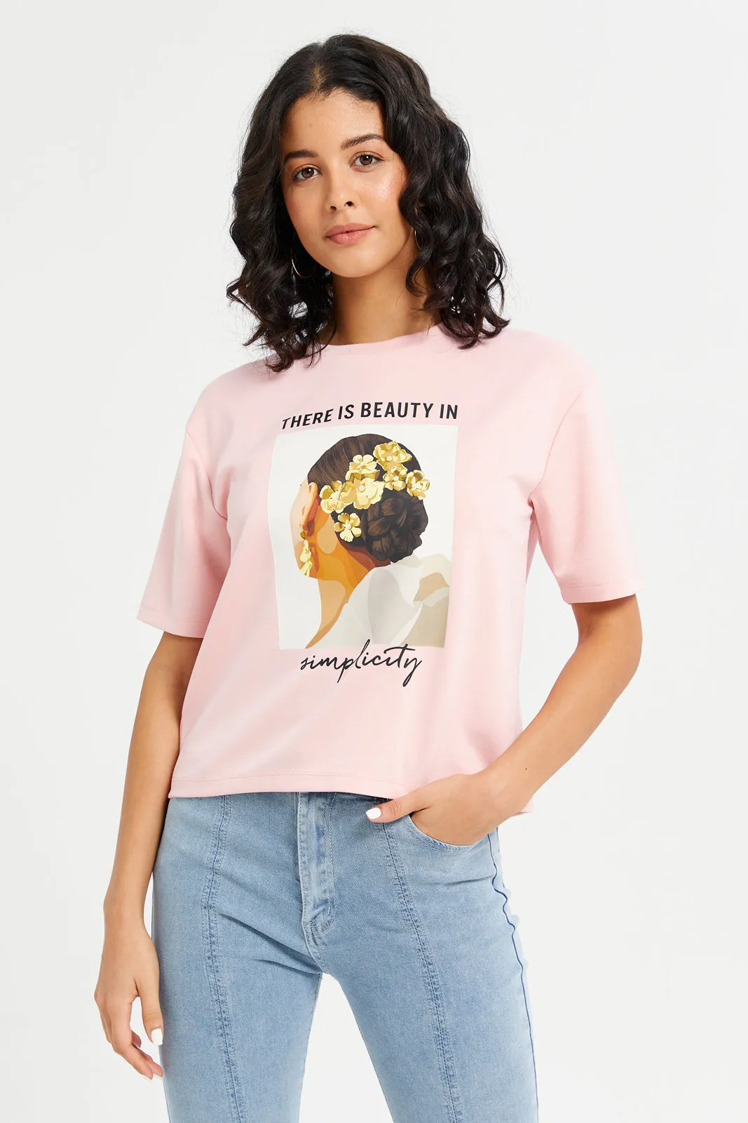 Women Pink Embellished T-Shirt sold by Redtag