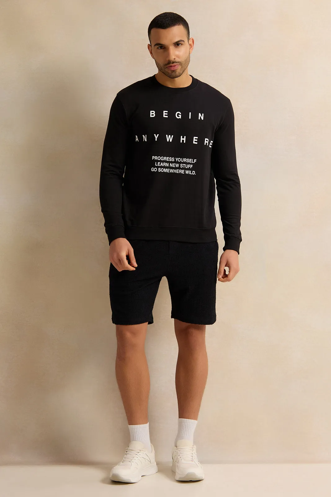 Men Black Printed Sweatshirt sold by Redtag product image thumbnail 2