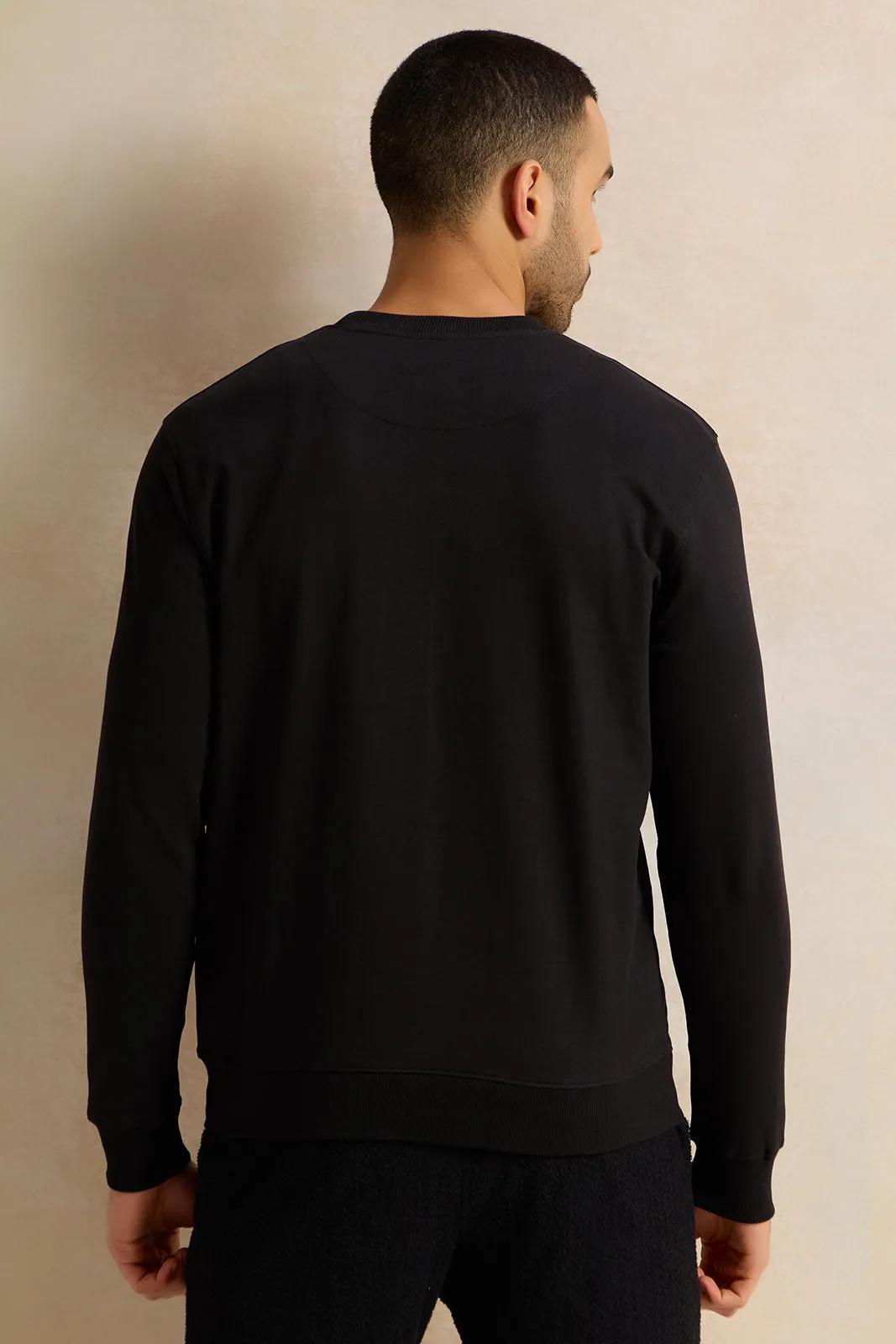 Men Black Printed Sweatshirt sold by Redtag product image thumbnail 3