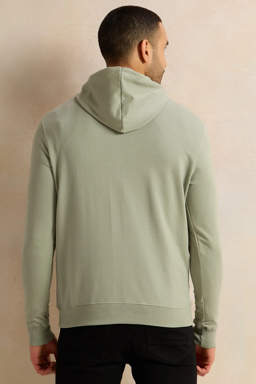 Men Green Hooded Sweatshirt sold by Redtag product image thumbnail 3