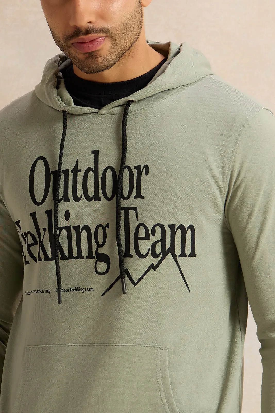 Men Green Hooded Sweatshirt sold by Redtag product image thumbnail 4