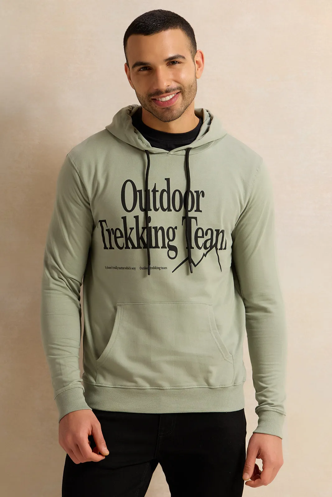 Men Green Hooded Sweatshirt sold by Redtag