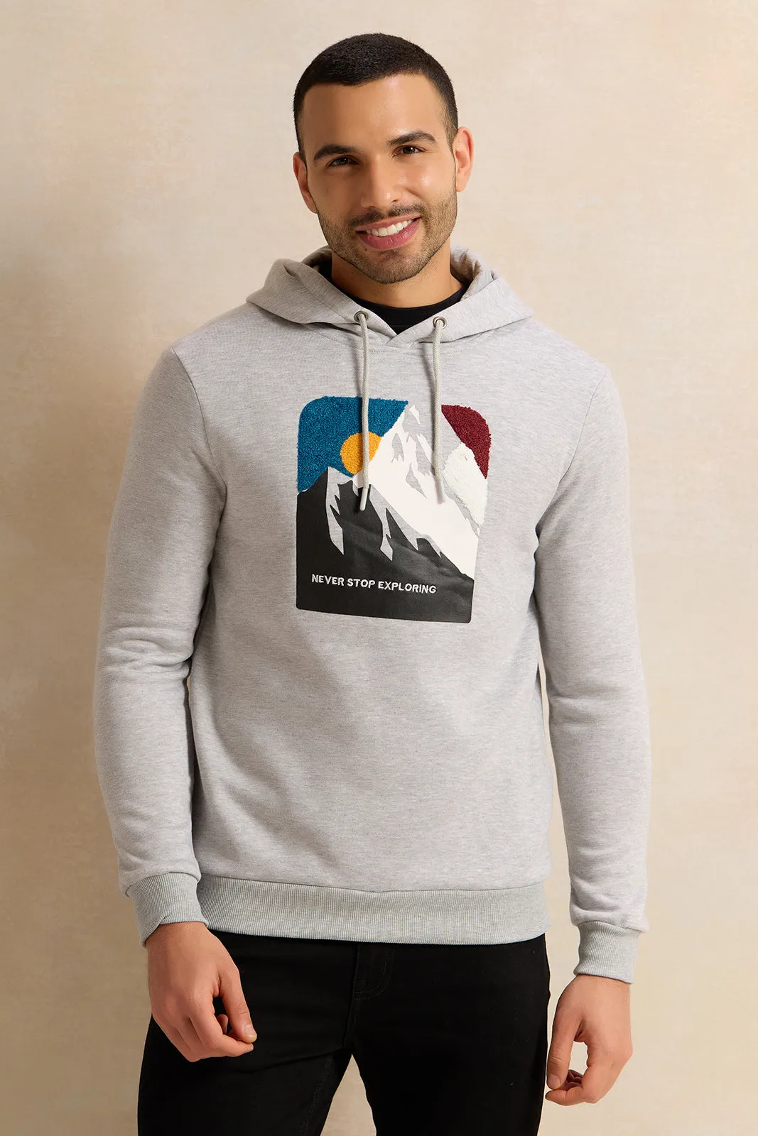 Men White Printed Hooded Sweatshirt sold by Redtag