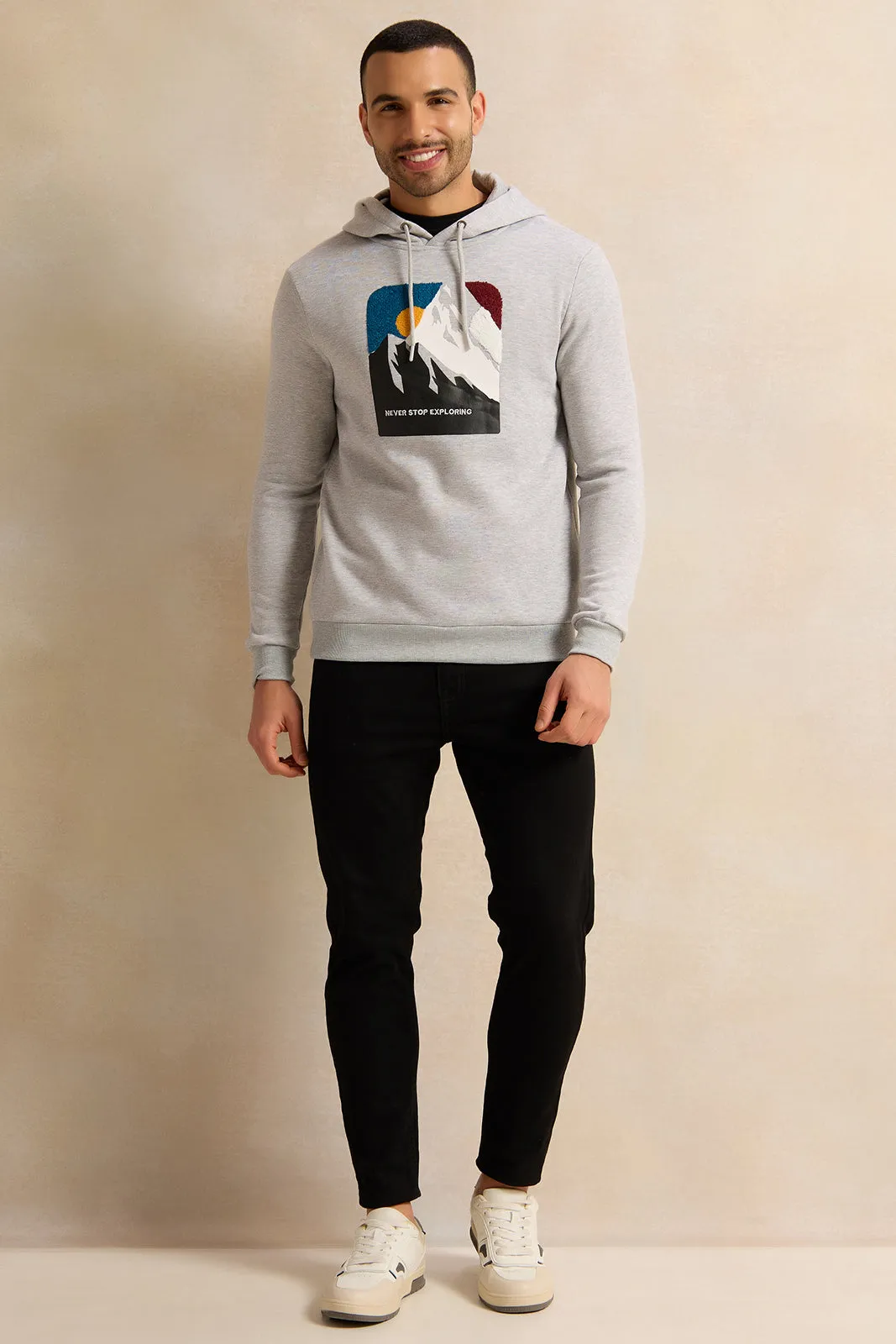 Men White Printed Hooded Sweatshirt sold by Redtag product image thumbnail 2