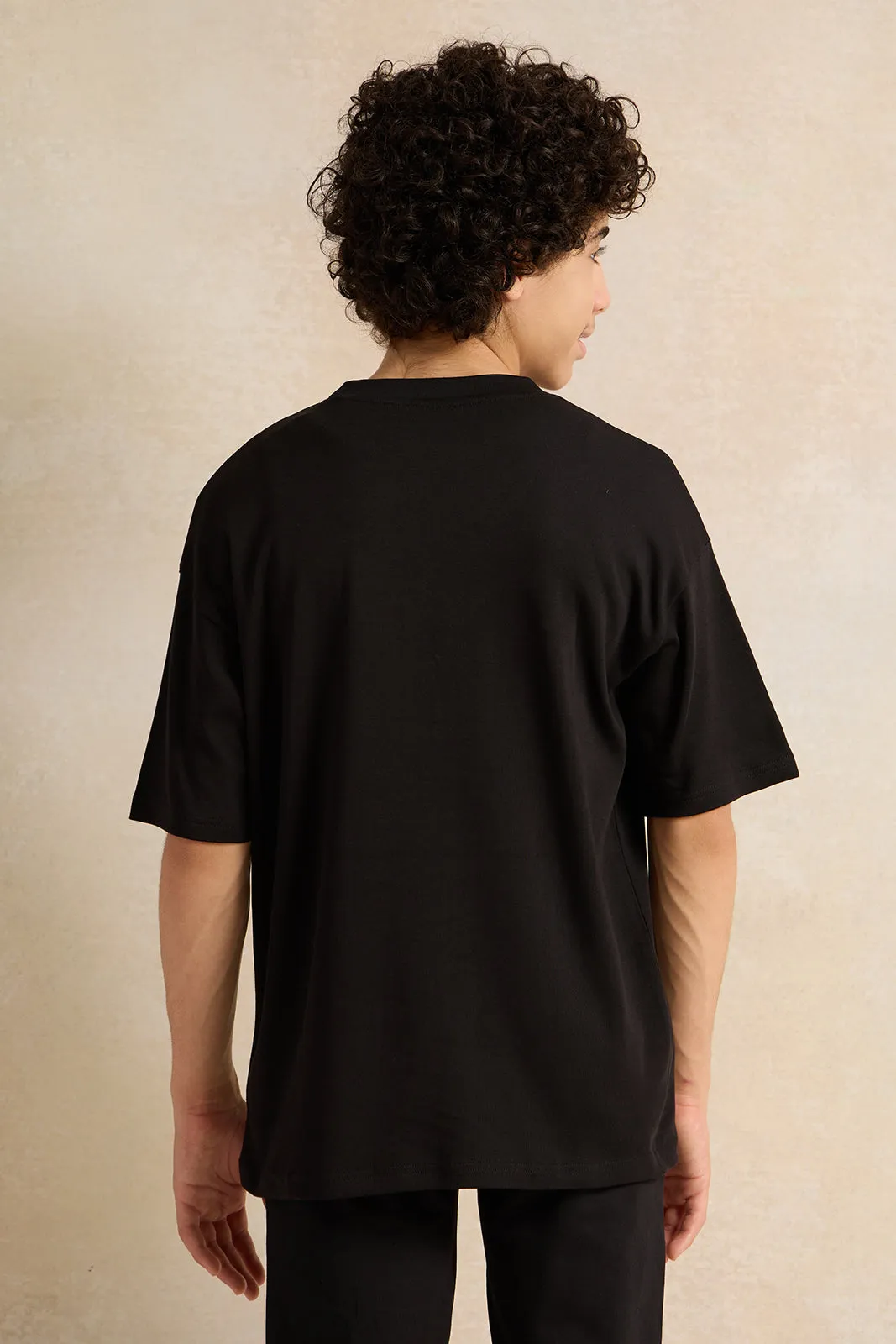 Senior Boys Black Short Sleeve Oversize T-Shirt sold by Redtag product image thumbnail 3