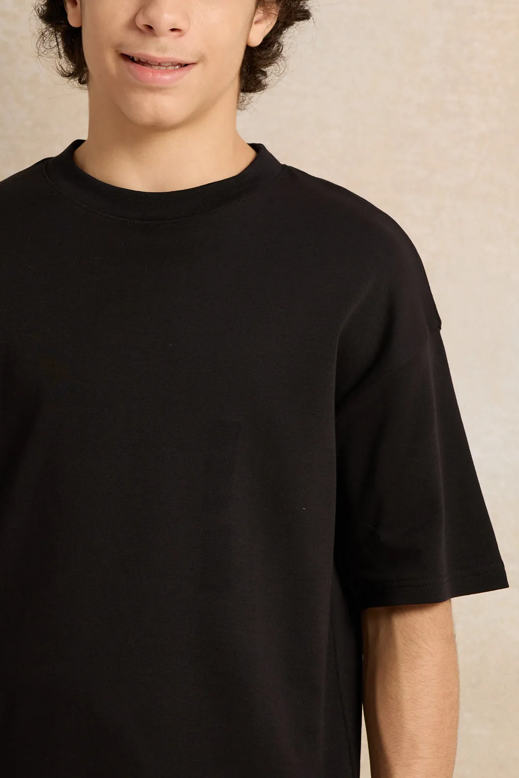 Senior Boys Black Short Sleeve Oversize T-Shirt sold by Redtag product image thumbnail 4