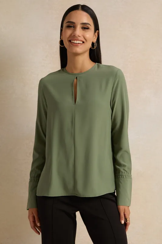 Women Green Crepe Blouse sold by Redtag